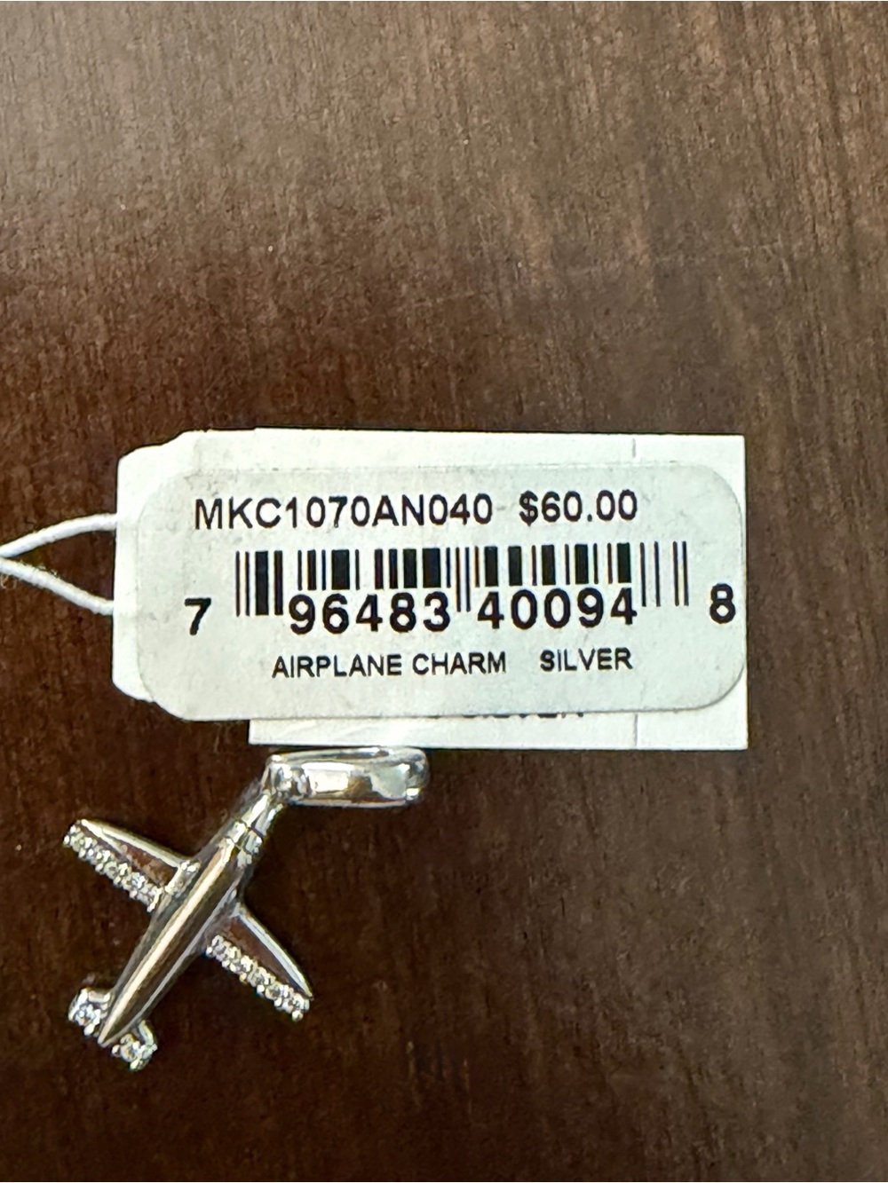 Michael Kors Silver Airplane Charm with Crystal Accents - Picture 5 of 5